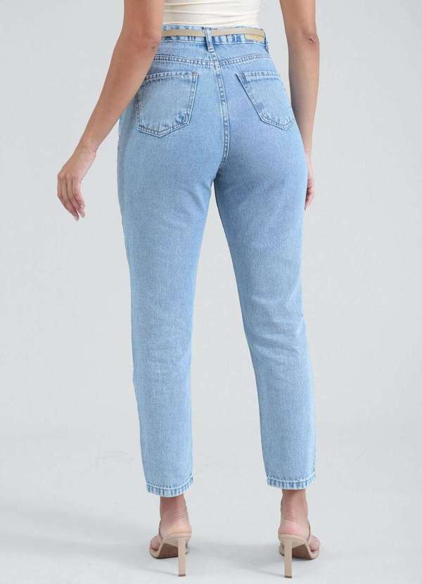 Pop Me - Calca Jeans Mom com Cinto Azul 4