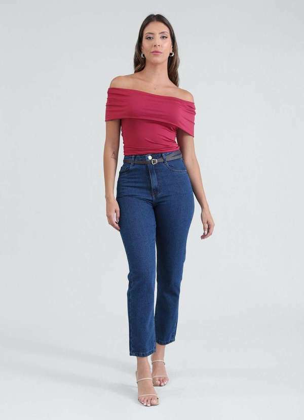 Pop Me - Calca Jeans Mom com Cinto Azul