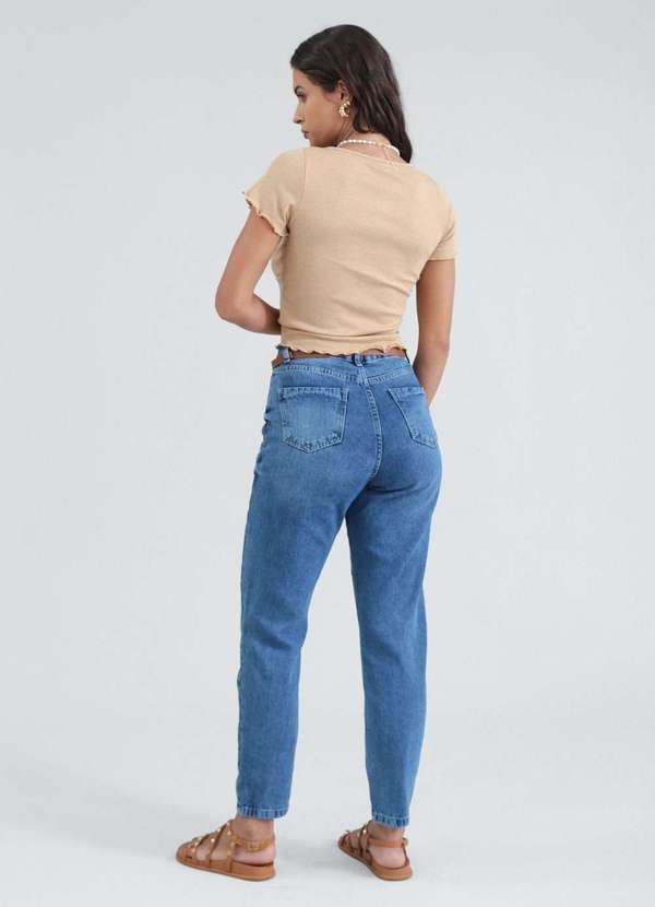 Pop Me - Calca Jeans Mom com Cinto Azul 2