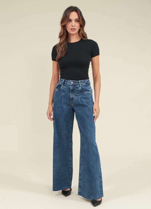 Pop Me - Calca Jeans Pantalona Bolso Azul