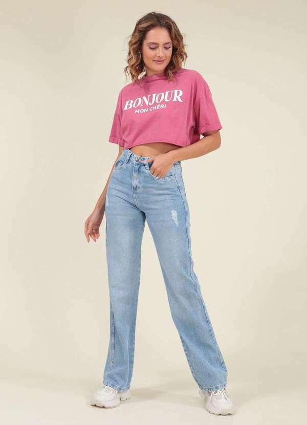 Pop Me - Calca Jeans Reta Azul Claro Azul