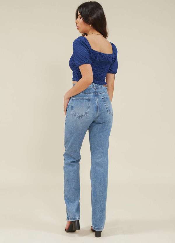Pop Me - Calca Jeans Reta Cintura Media Basica Azul 2