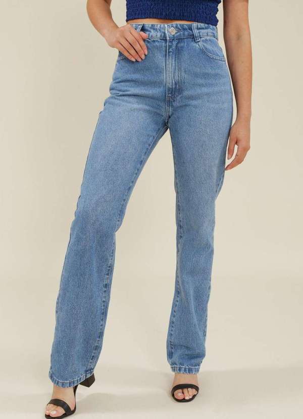 Pop Me - Calca Jeans Reta Cintura Media Basica Azul 3
