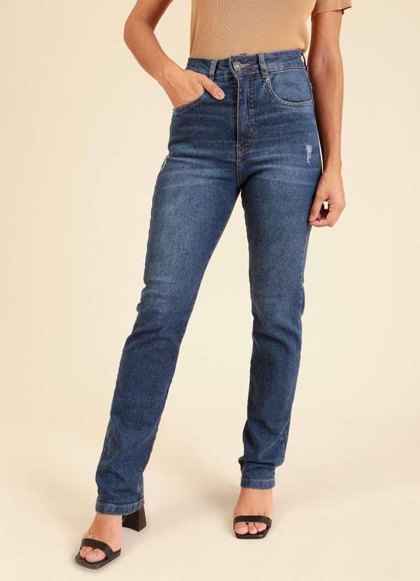 Pop Me - Calca Jeans Reta com Elastano Azul 3
