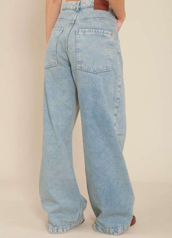 Pop Me - Calca Jeans Wide Leg com Recorte Azul 4
