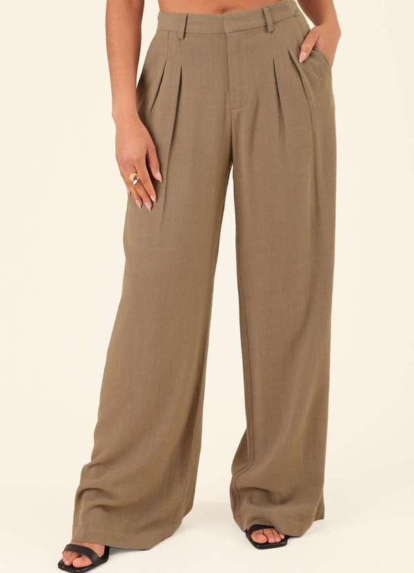 Pop Me - Calca Pantalona em Linho Bolso Faca Verde 3