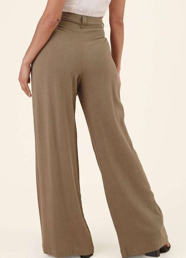 Pop Me - Calca Pantalona em Linho Bolso Faca Verde 4