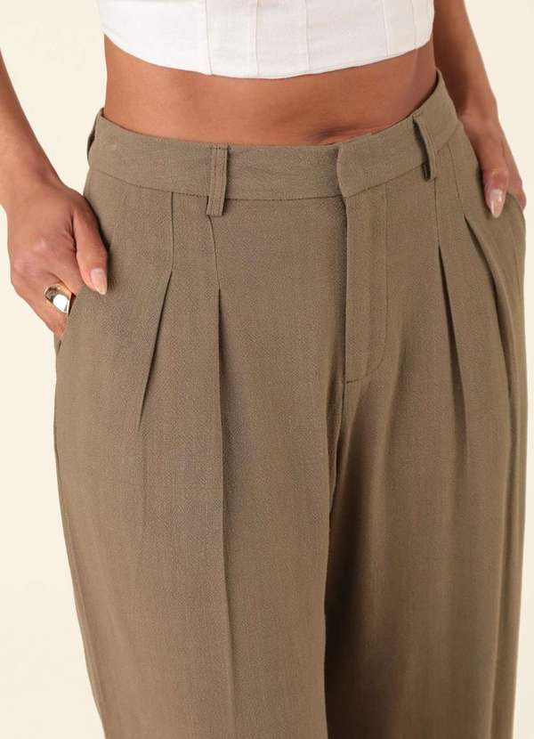 Pop Me - Calca Pantalona em Linho Bolso Faca Verde 5