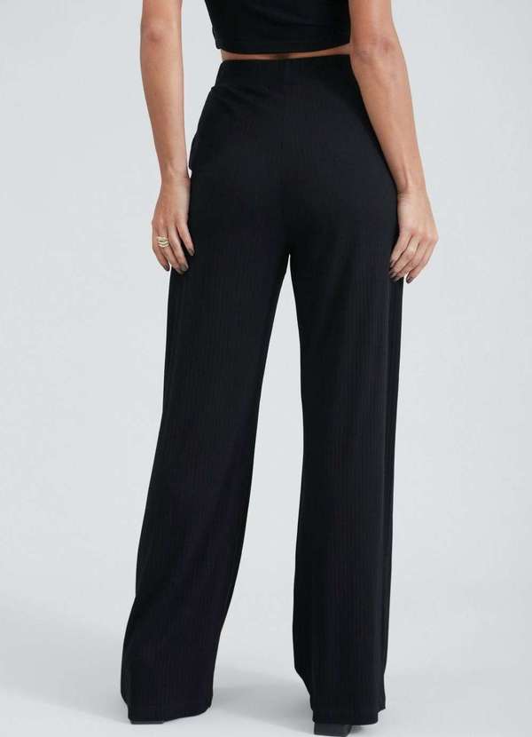 Malha Canelada CalÃ§a Pantalona Preta Viscose Pantalona Preta CalÃ