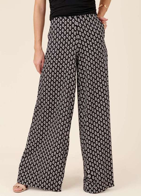 Pop Me - Calca Pantalona em Viscose com Lurex Bolso Faca Preto 3