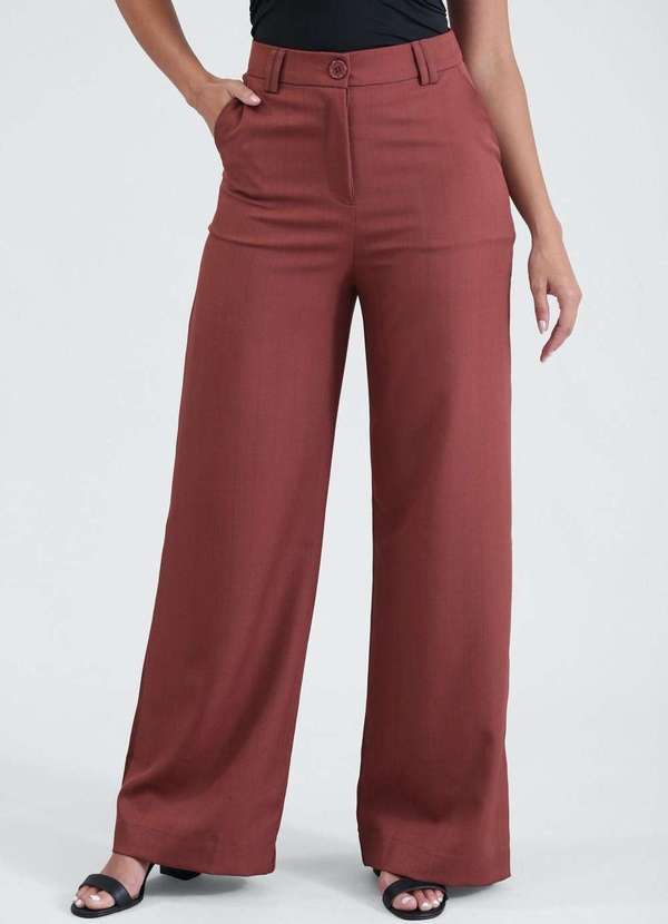 Pop Me - Calca Reta em Alfaiataria Risca de Giz Marrom 5