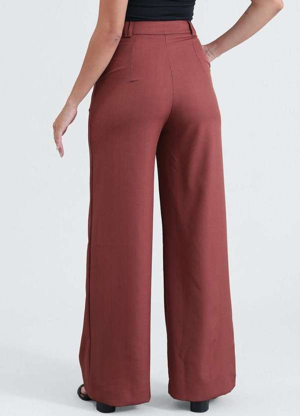 Pop Me - Calca Reta em Alfaiataria Risca de Giz Marrom 6