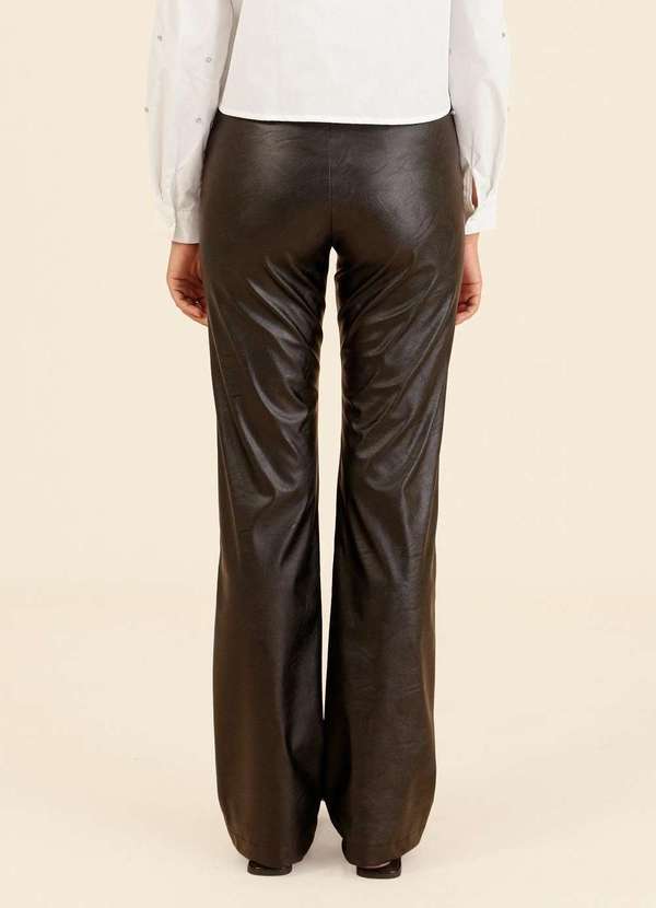 Pop Me - Calca Reta em Pu com Ziper Lateral Preto 4