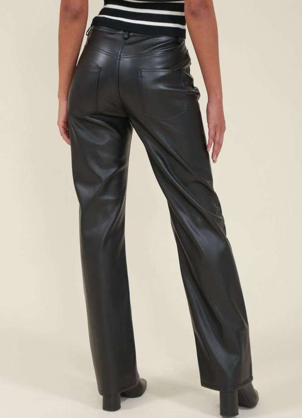 Pop Me - Calca Reta em Pu Preto 4