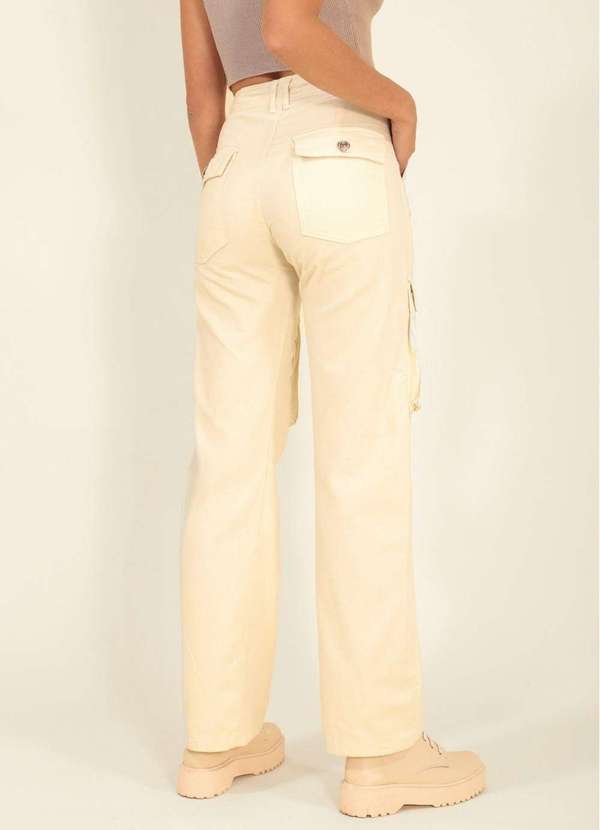 Pop Me - Calca Sarja Bolso Cargo Branco 5