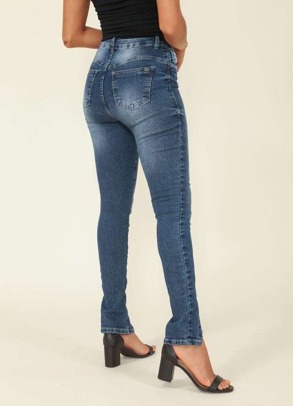 Pop Me - Calca Skinny Jeans Cintura Alta Recorte Frontal Azul 4
