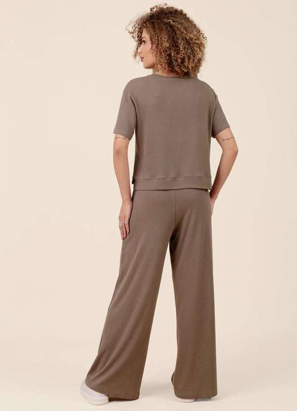 Pop Me - Calca Wide Leg em Malha Texturizada com Bolso Verde 2