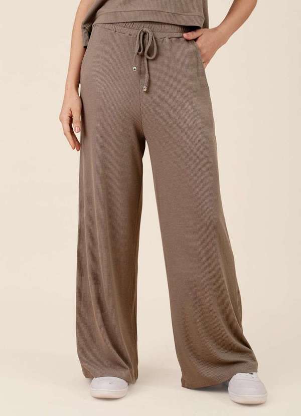 Pop Me - Calca Wide Leg em Malha Texturizada com Bolso Verde 3