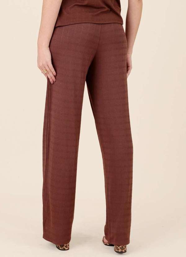 Pop Me - Calca Wide Leg em Malha Texturizada com Cinto Marrom 6