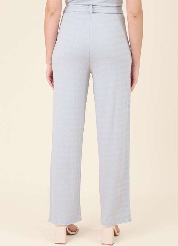 Pop Me - Calca Wide Leg em Malha Texturizada com Cinto Azul 5