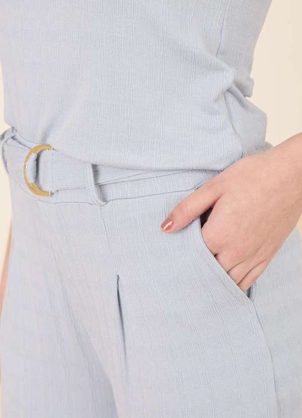 Pop Me - Calca Wide Leg em Malha Texturizada com Cinto Azul 6