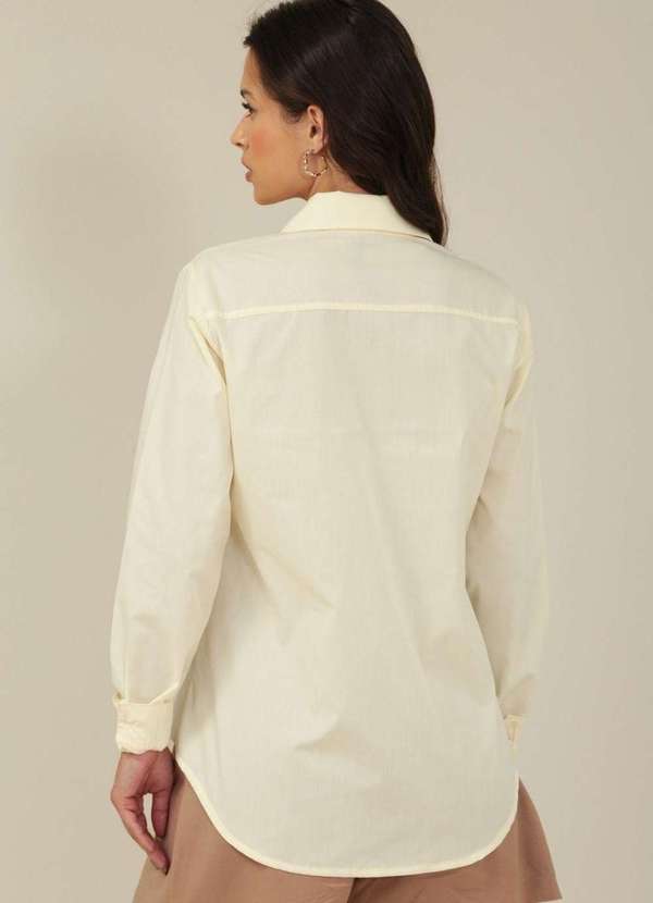 Pop Me - Camisa em Tricoline com Bolsos Barra Arredondada Amarelo 6