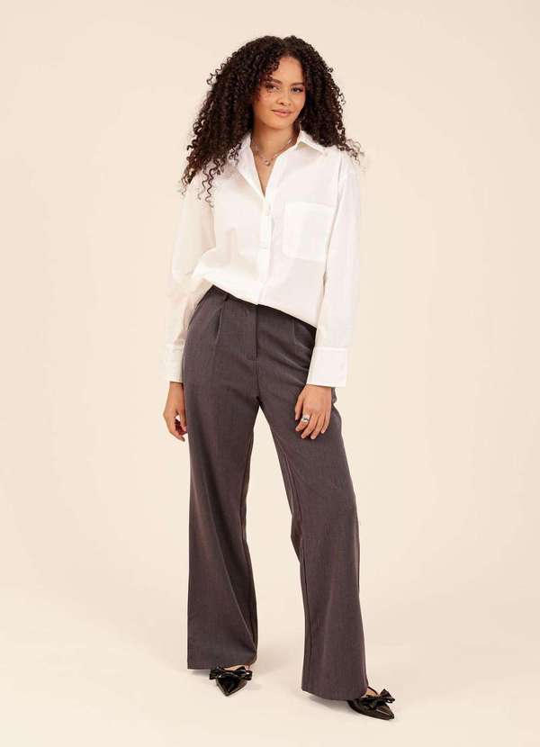 Pop Me - Camisa Oversized em Tricoline Manga Longa Branco 4