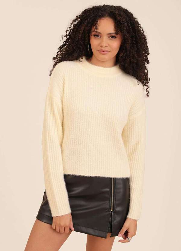 Pop Me - Blusa Trico Pelinho Canelado Amarelo 1