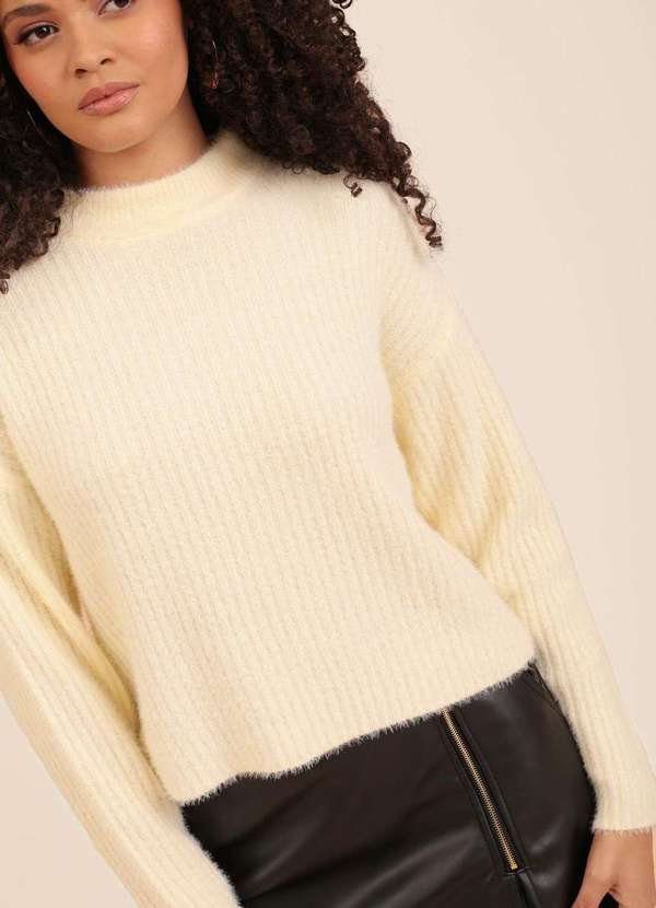 Pop Me - Blusa Trico Pelinho Canelado Amarelo 3