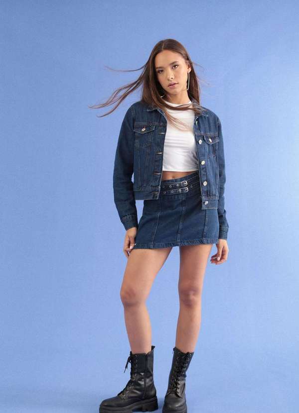 Pop Me - Jaqueta Jeans com Bolso Azul 4