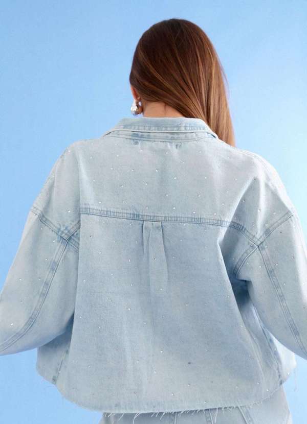Pop Me - Jaqueta Jeans com Strass Azul 2