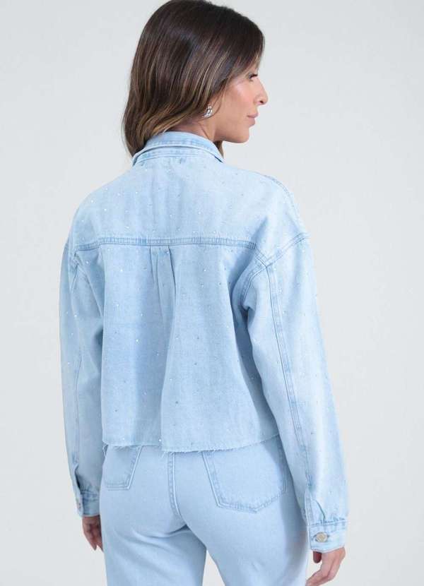 Pop Me - Jaqueta Jeans com Strass Azul 6