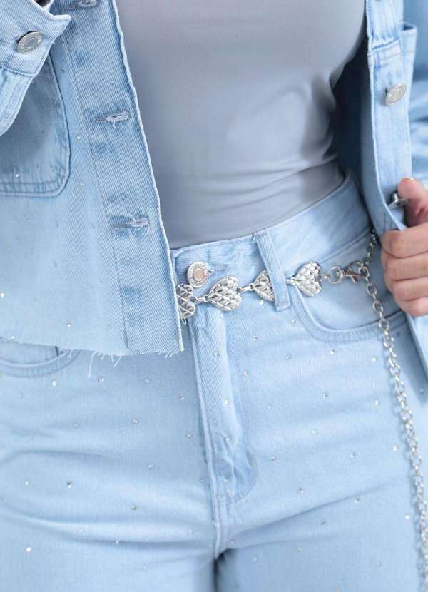 Pop Me - Jaqueta Jeans com Strass Azul 8