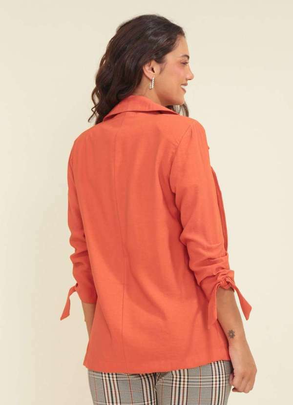 Pop Me - Blazer Alfaiataria Crepe Puxador Punhos Marrom 2