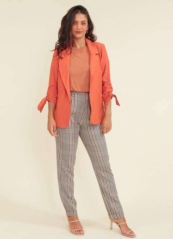 Pop Me - Blazer Alfaiataria Crepe Puxador Punhos Marrom 4