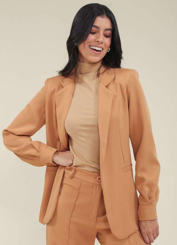 Pop Me - Blazer Alfaiataria Manga Longa Bege 2