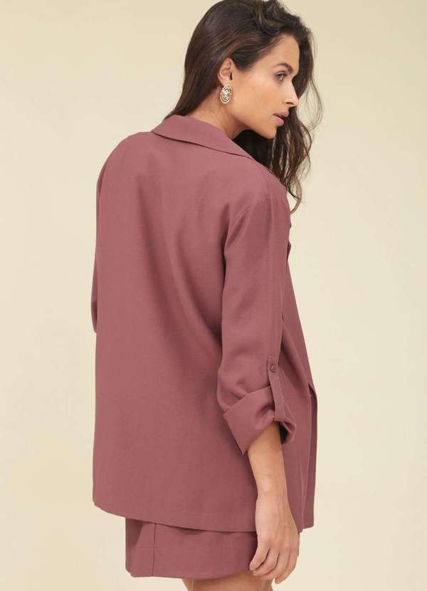 Pop Me - Blazer em Alfaiataria com Martingale na Manga Marrom 2