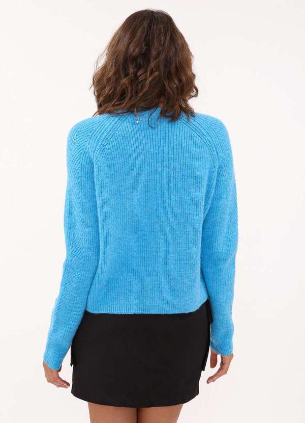 Pop Me - Blusa Tricot Manga Longa Azul 2