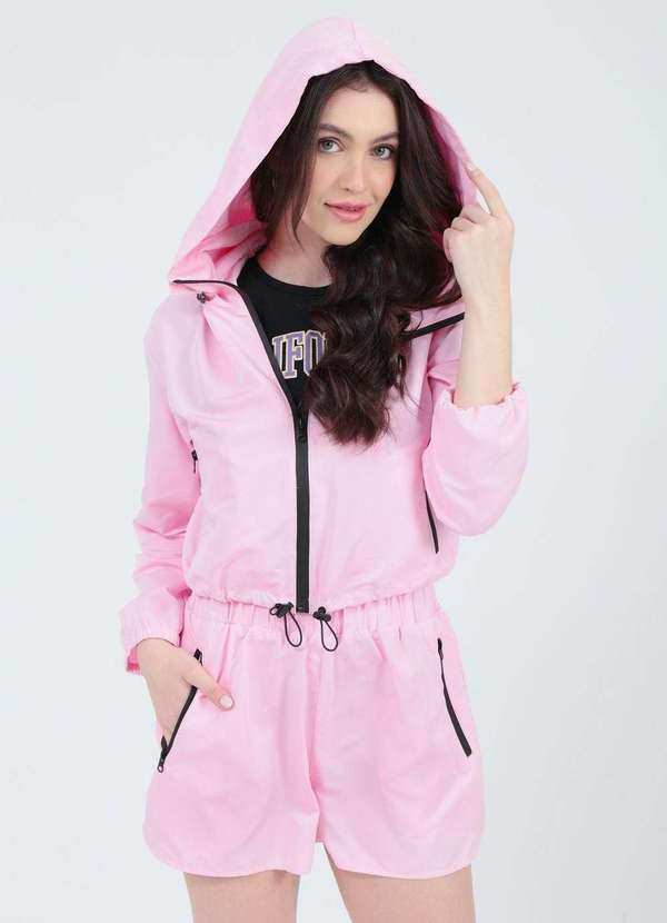 Pop Me - Jaqueta Cropped Corta Vento Rosa 3