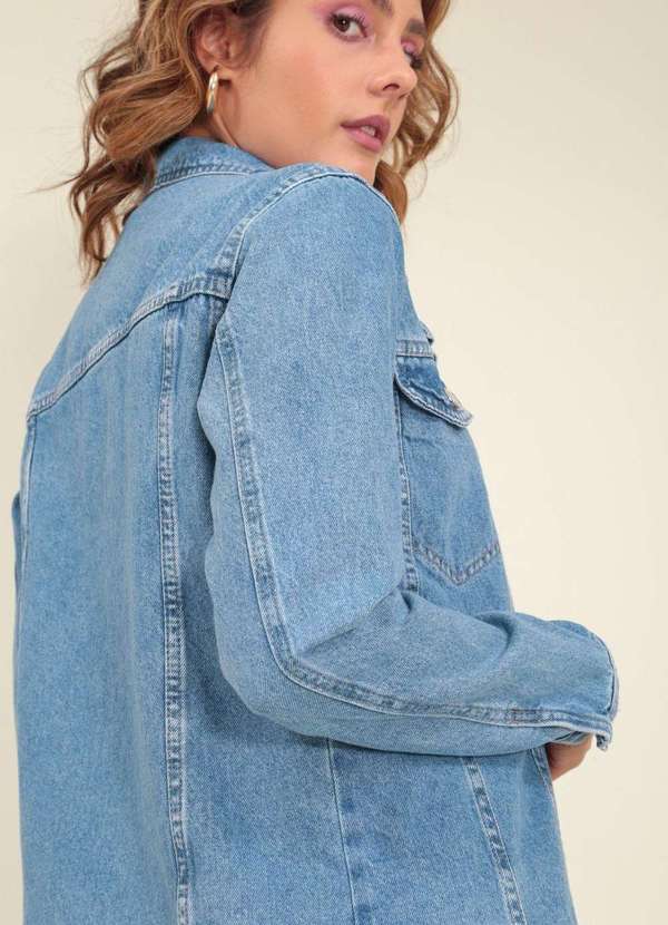 Pop Me - Jaqueta Jeans  Alongada Azul 4