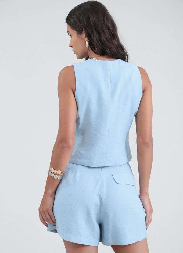 Pop Me - Colete em Alfaiataria com Recortes Azul 2