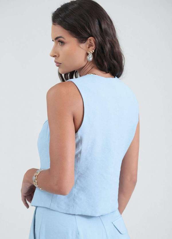 Pop Me - Colete em Alfaiataria com Recortes Azul 4