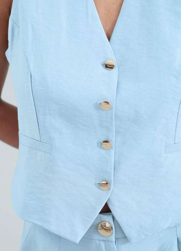 Pop Me - Colete em Alfaiataria com Recortes Azul 5