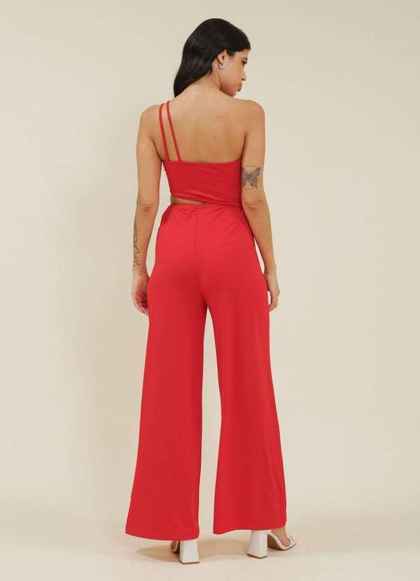 Pop Me - Macacao Malha Crepe Ombro So Abertura Cintura Vermelho 3