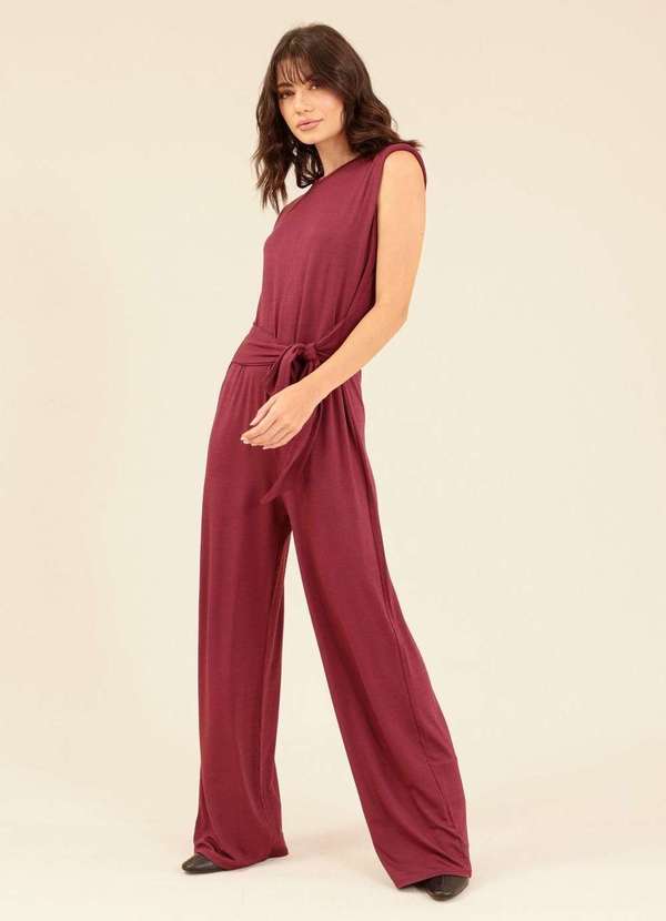 Pop Me - Macacao Longo Manga Muscle Tee em Malha Texturizada Roxo