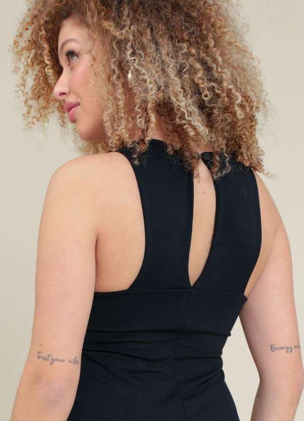 Pop Me - Macaquinho Vestido em Molecotton sem Manga e Abertura Costas Preto 4