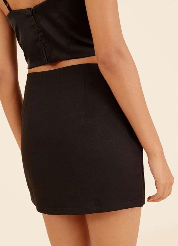 Pop Me - Saia Curta em Alfaitaria com Apliques Strass Preto 3