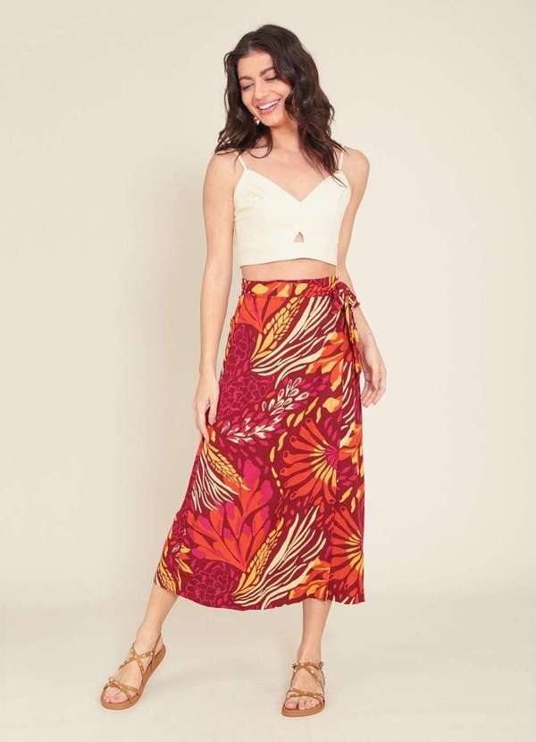 Saia Envelope Saia Com Tecido Crepe Saia Envelope Cós Alto (SAI