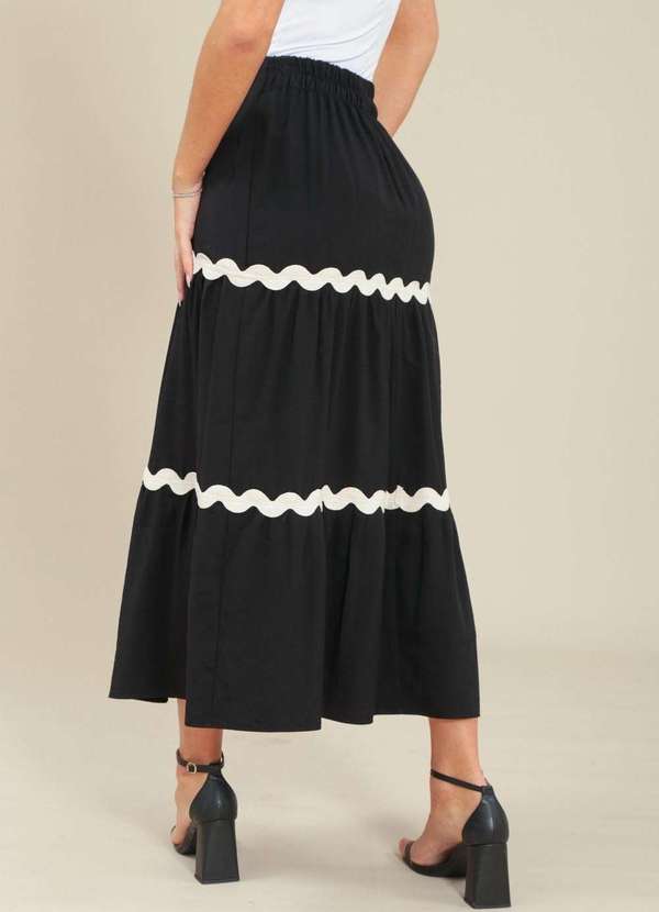 Pop Me - Saia Midi Alfaiataria com Recortes e Sianinha Preto 4