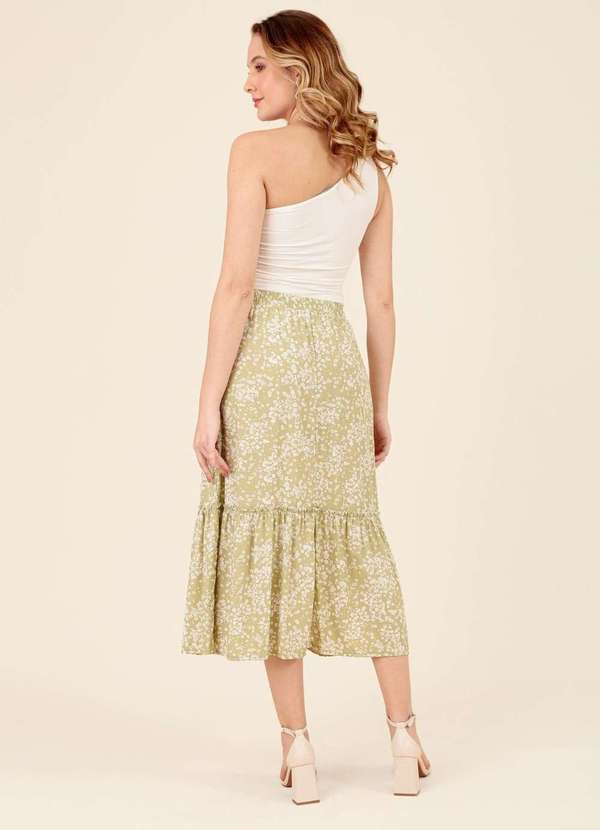 Pop Me - Saia Midi em Viscose Liberty Garden Verde 2